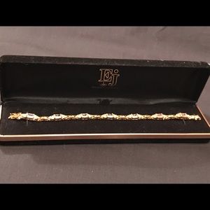 Pink Topaz & Diamond Rhinestones Gold Bracelet.